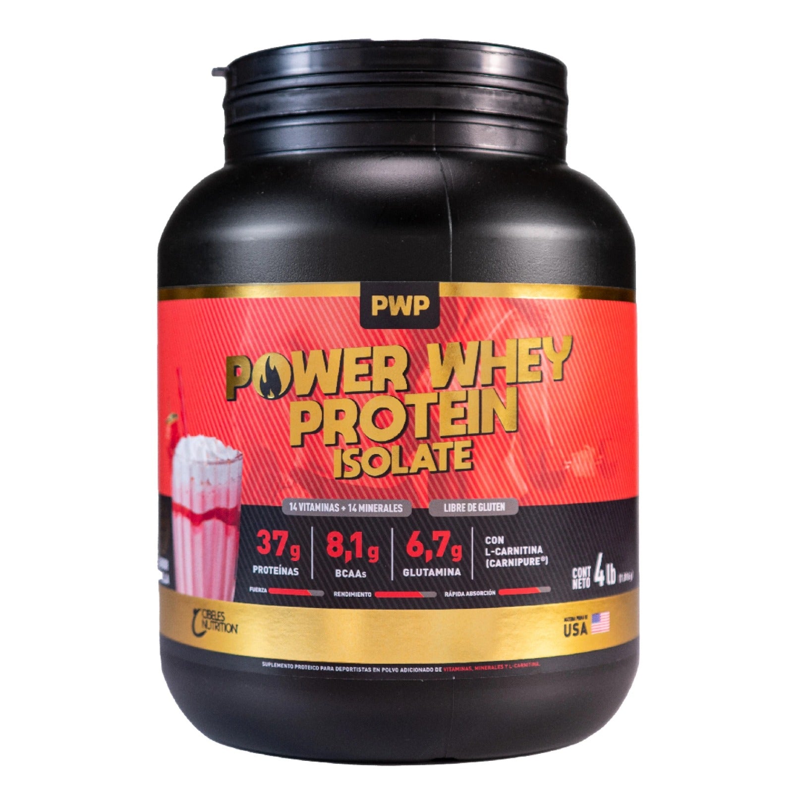 POWER WHEY PROTEIN ISOLATE - FRUTILLA 4LB (1814g)